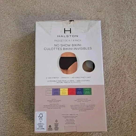 New! Halston 4 pack Bikini Underwear Black Nude/Beige No Show XS Panties - Picture 2 of 12